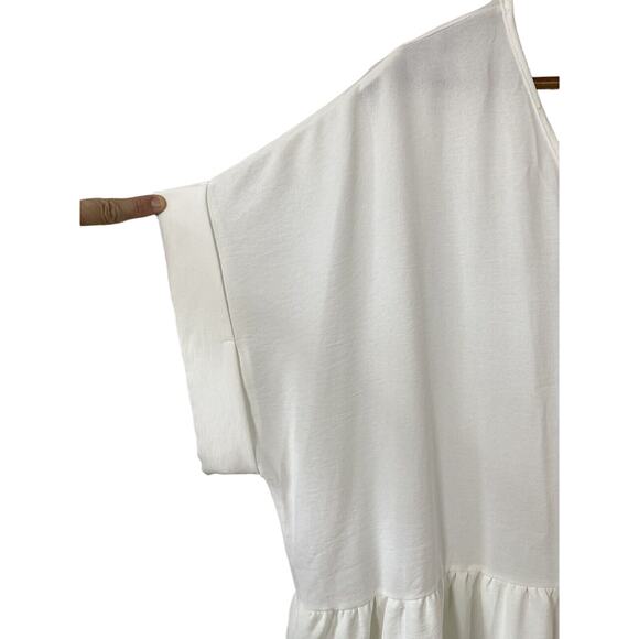 Entro‎ Solid White Short Sleeve Rolled Sleeve Basic Babydoll Dress Plus Size 1X - Picture 2 of 8